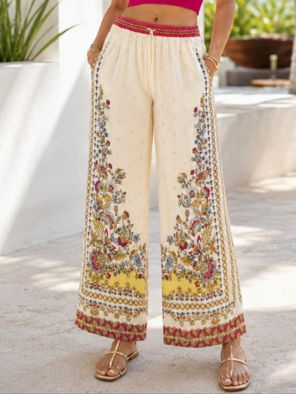 BOND USA Boho Floral Wide-Leg Pants - Picture 2 of 14